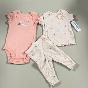 Carter's Light Pink Ribbed Set with Fruit Dot Print